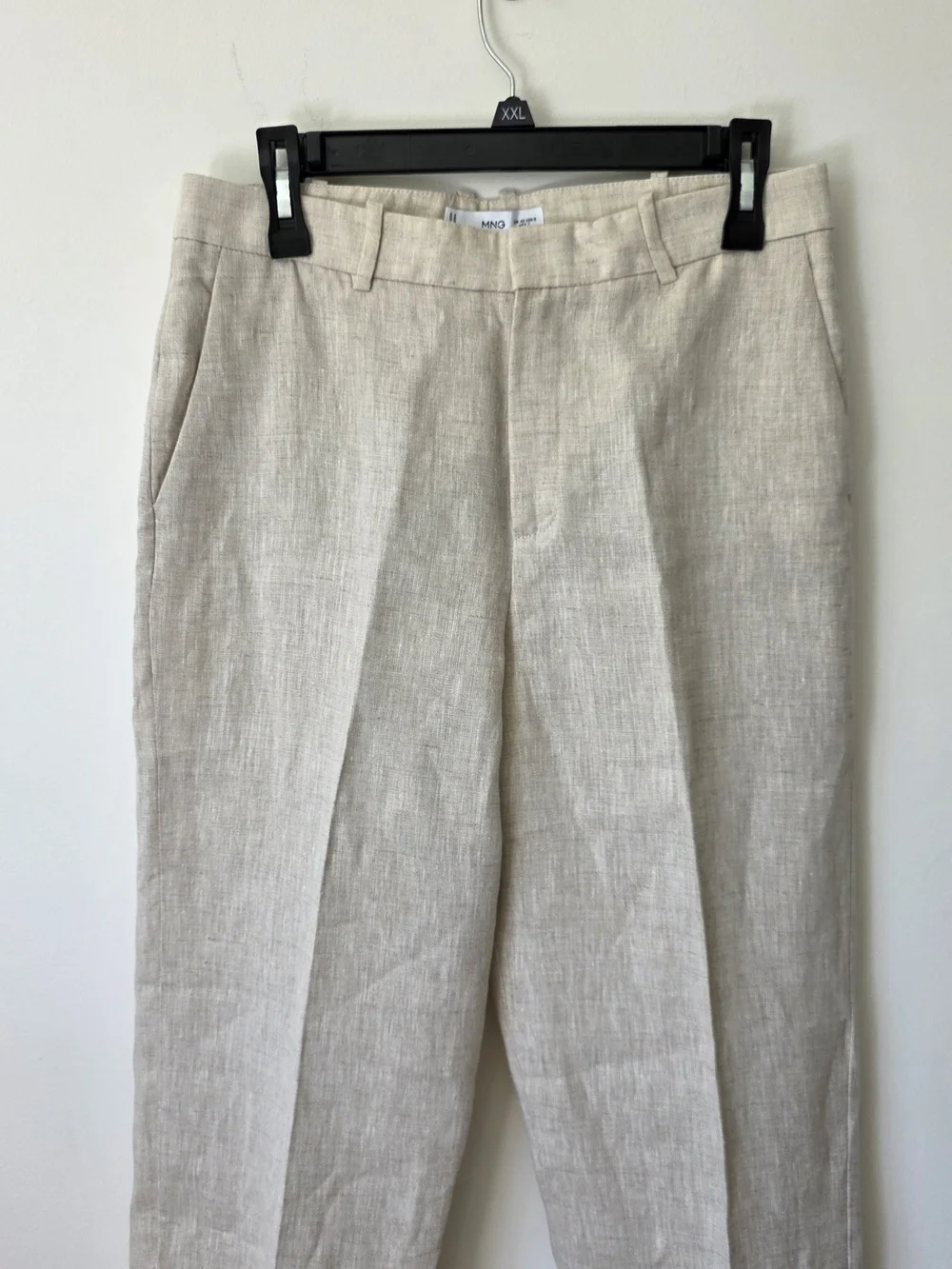 MANGO Suit Linen Trousers Straight Pants Beige High Rise NWOT US 8 EUR 40